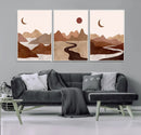 Boho Wall Art Canvas Print Set Mid-Century Prints Bohemian