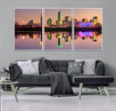 Colorful Dallas City Lights Night Skyline Wall Art Print