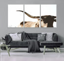 Texas Longhorn Wall Art Canvas Print | 3-Panel Large