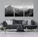 Everest Himalaya Mountain Peaks Black & White Triptych
