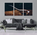 Texas Longhorn Bull Wall Art Canvas Print - Large Framed