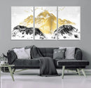 Golden Mountain Triptych Wall Art Canvas Print, Modern