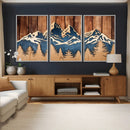 Rustic Wood Style Mountain Wall Art, Nature Forest Canvas