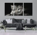 Lion Couple Wall Art Canvas Print – Elegant Black and White