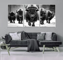 American Bison Art | Buffalo Herd Wall Art Canvas Print, BW by MyGreatCanvas | Canvas Wall Art Prints | Photo Prints & Wall Decor