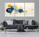 Geometric Blue Orange Abstract Wall Art Canvas, Geometric