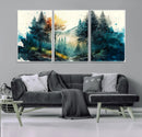 Watercolor Trees Forest Abstract Wall Art Canvas Print,