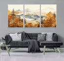 Golden Autumn Forest Wall Art Canvas | Mountain Landscape