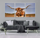 Texas Longhorn Wall Art Print, Framed Longhorn Cow Wall Art