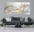 Abstract art Grey and Gold Lines Wall Art