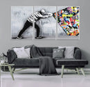 Banksy Art Behind the Curtain Street Wall Art Canvas Print |