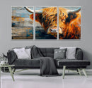 Highland Cow Abstract Canvas Wall Art – Bold Farmhouse