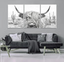 Rustic Charm | Cow Longhorn Black White Bighorn Wall Art