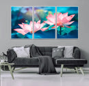 Pink Lotus Flower Canvas Wall Art | Vibrant Floral Wall