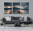 Mountain Lake Wood Pier Canvas Wall Art Nature Lake Print