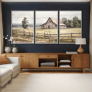 Rustic Farmhouse Barn Wall Art | 3-Panel Framed Gallery Wrap