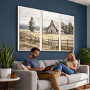 Rustic Farmhouse Barn Wall Art | 3-Panel Framed Gallery Wrap
