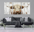Rustic Longhorn Bull Wall Art Canvas Set – Western-Inspired by MyGreatCanvas | Canvas Wall Art Prints | Photo Prints & Wall Decor