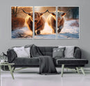 Scottish Highland Cow Horn Farm Wall Art Canvas Print