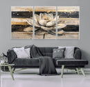 Abstract Lotus Flower Wall Art Canvas Print, Meditation Yoga