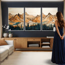 Rustic Wood Mountain Wall Art Print | Triptych Giclee Print