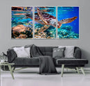 Underwater Coral Reef Sea Turtle Wall Art Canvas Print, by MyGreatCanvas | Canvas Wall Art Prints | Photo Prints & Wall Decor