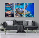 Underwater Sea Turtle Wall Art Canvas Print – Vibrant Ocean