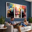 Weightlifting Barbell Art Triptych, Bold Abstract Fitness