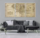 Vintage Middle Earth Map Wall Art Canvas – Lord of the Rings