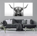 Highland Wall Art Canvas Print – Minimalist Black and White by MyGreatCanvas | Canvas Wall Art Prints | Photo Prints & Wall Decor