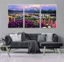 Vibrant Wildflower Garden and Mountain View Giclee Canvas