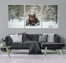Grizzly Bear Wall Art – Framed Snowy Forest Canvas Artwork, by MyGreatCanvas | Canvas Wall Art Prints | Photo Prints & Wall Decor