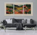 Yayoi Kusama Landscape Canvas Print, Vibrant Floral Mountain