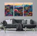 Colorful Abstract Landscape Wall Art Print Canvas - Vibrant