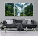 Mountain Forest River Canvas Wall Art Print - Serene Nature