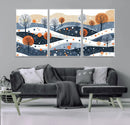 Abstract Winter Landscape Canvas Wall Art Print -  Large