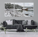 Winter Wall Art - Cabin by the Lake Canvas Wall Art - Serene by MyGreatCanvas | Canvas Wall Art Prints | Photo Prints & Wall Decor