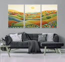 YAYOI KUSAMA Colorful Dot Art Landscape Canvas - Framed