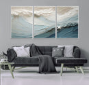 Waves Abstract Wall Art Print, Modern Framed Abstract Canvas