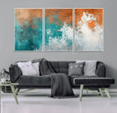 Vintage Abstract Print - Bold Teal and Orange Canvas Wall