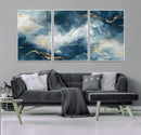 Large Abstract Print - Luxe Blue and Gold Abstract Canvas