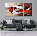 Abstract Wall Art - Modern Red and White Canvas Wall Art