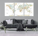 Animal World Map for Kids Room Decor
