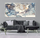 Abstract Blue and Gold Canvas Wall Art - Fluid Modern Ink