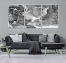 Black White Abstract Canvas Wall Art - Fluid Ink Artwork -