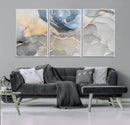 Large Abstract Blue and Gold Canvas Wall Art | Fluid Ink