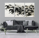 Abstract Horse Wall Art Canvas Print - Dynamic Black Ink