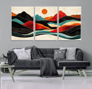 Western Wall Decor - Large Triptych Mountain Canvas - Boho