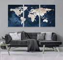 Vintage World Map Canvas Wall Art - Framed Map Print for