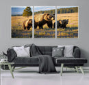 Grizzly Bear Family Wall Art Canvas Print – Majestic